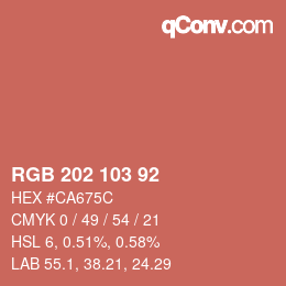 Color code: RGB 202 103 92 | qconv.com