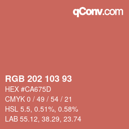 颜色代码: RGB 202 103 93 | qconv.com