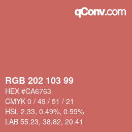 Color code: RGB 202 103 99 | qconv.com