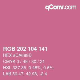 Color code: RGB 202 104 141 | qconv.com