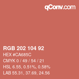 カラーコード: RGB 202 104 92 | qconv.com