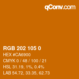 颜色代码: RGB 202 105 0 | qconv.com