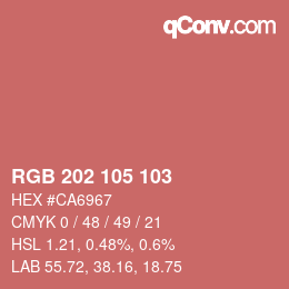 Color code: RGB 202 105 103 | qconv.com