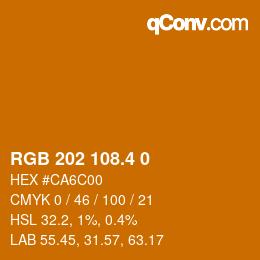 カラーコード: RGB 202 108.4 0 | qconv.com