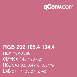 カラーコード: RGB 202 108.4 134.4 | qconv.com