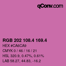 カラーコード: RGB 202 108.4 169.4 | qconv.com