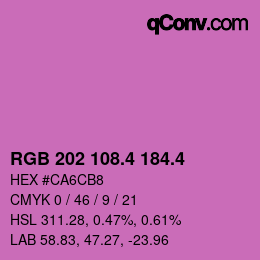 カラーコード: RGB 202 108.4 184.4 | qconv.com