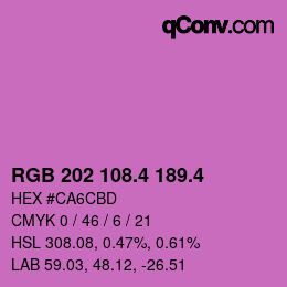 カラーコード: RGB 202 108.4 189.4 | qconv.com