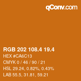 カラーコード: RGB 202 108.4 19.4 | qconv.com