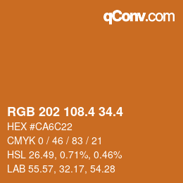 カラーコード: RGB 202 108.4 34.4 | qconv.com