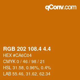 カラーコード: RGB 202 108.4 4.4 | qconv.com