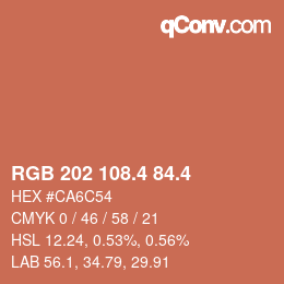 カラーコード: RGB 202 108.4 84.4 | qconv.com