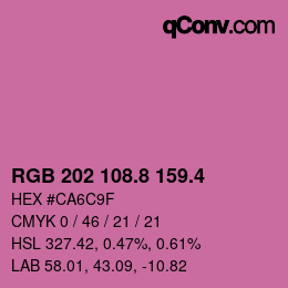 カラーコード: RGB 202 108.8 159.4 | qconv.com