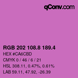 カラーコード: RGB 202 108.8 189.4 | qconv.com