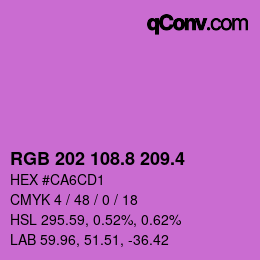 カラーコード: RGB 202 108.8 209.4 | qconv.com