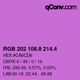 カラーコード: RGB 202 108.8 214.4 | qconv.com
