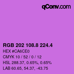 カラーコード: RGB 202 108.8 224.4 | qconv.com