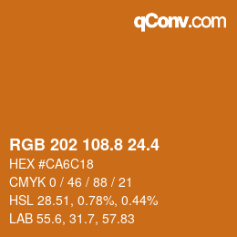 カラーコード: RGB 202 108.8 24.4 | qconv.com