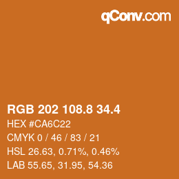 カラーコード: RGB 202 108.8 34.4 | qconv.com