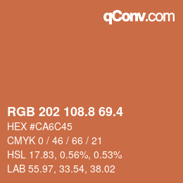 カラーコード: RGB 202 108.8 69.4 | qconv.com
