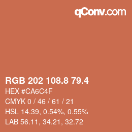 カラーコード: RGB 202 108.8 79.4 | qconv.com