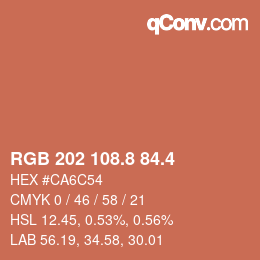 カラーコード: RGB 202 108.8 84.4 | qconv.com