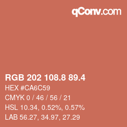 カラーコード: RGB 202 108.8 89.4 | qconv.com
