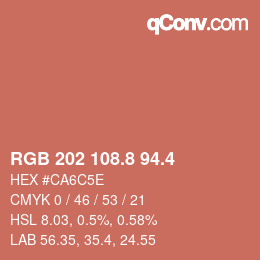 カラーコード: RGB 202 108.8 94.4 | qconv.com