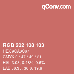 カラーコード: RGB 202 108 103 | qconv.com