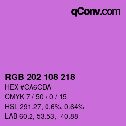 カラーコード: RGB 202 108 218 | qconv.com