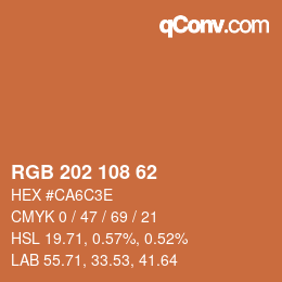 カラーコード: RGB 202 108 62 | qconv.com