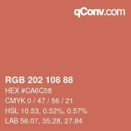 カラーコード: RGB 202 108 88 | qconv.com