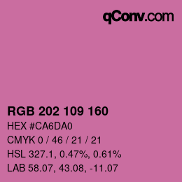 Color code: RGB 202 109 160 | qconv.com