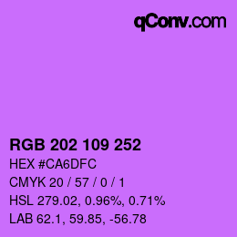 カラーコード: RGB 202 109 252 | qconv.com