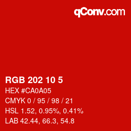カラーコード: RGB 202 10 5 | qconv.com