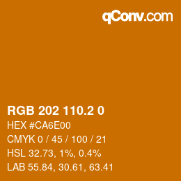 Código de color: RGB 202 110.2 0 | qconv.com