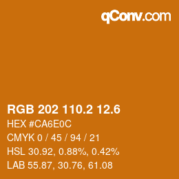 カラーコード: RGB 202 110.2 12.6 | qconv.com
