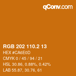 カラーコード: RGB 202 110.2 13 | qconv.com