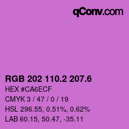 カラーコード: RGB 202 110.2 207.6 | qconv.com