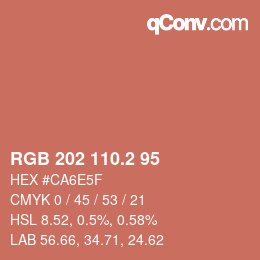 カラーコード: RGB 202 110.2 95 | qconv.com