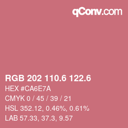 カラーコード: RGB 202 110.6 122.6 | qconv.com