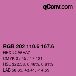 カラーコード: RGB 202 110.6 167.6 | qconv.com
