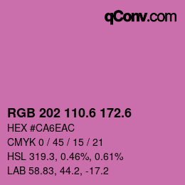カラーコード: RGB 202 110.6 172.6 | qconv.com