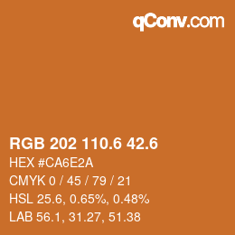 カラーコード: RGB 202 110.6 42.6 | qconv.com