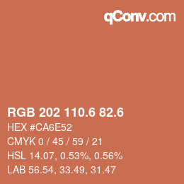 カラーコード: RGB 202 110.6 82.6 | qconv.com