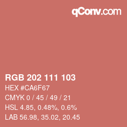 カラーコード: RGB 202 111 103 | qconv.com