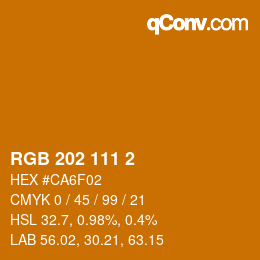 颜色代码: RGB 202 111 2 | qconv.com