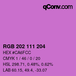 Color code: RGB 202 111 204 | qconv.com