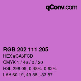 カラーコード: RGB 202 111 205 | qconv.com
