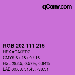 颜色代码: RGB 202 111 215 | qconv.com